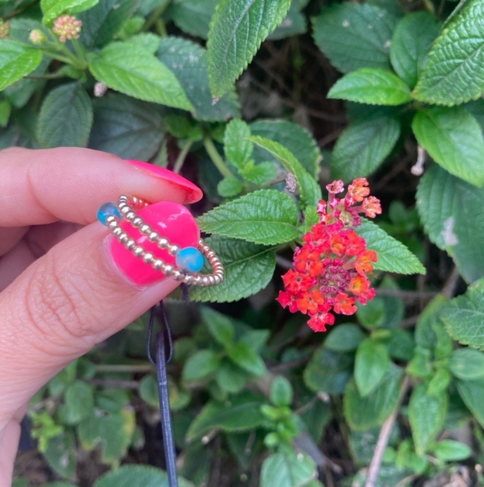 14K Gold Turquoise Beaded ring